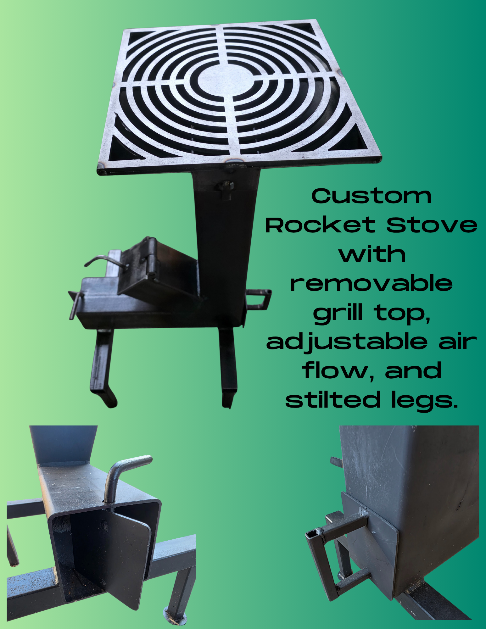 Custom Rocket Stove with Grill Top Attachment